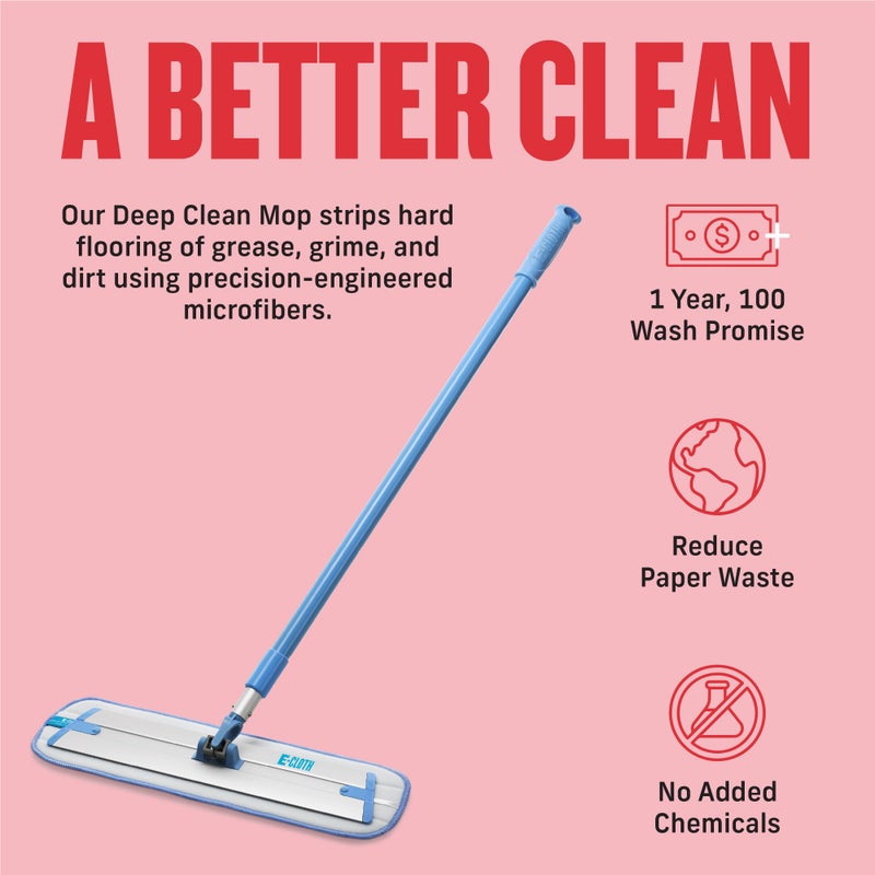 E-Cloth Deep Clean Microfiber Mop - Reusable Mop Pad for Home Cleaning, Hard Floors, Wood, Tile, or Laminate, Machine Washable, Use Wet for Cleaning or Dry for Dusting, No Refills or Spray Needed - Image 3